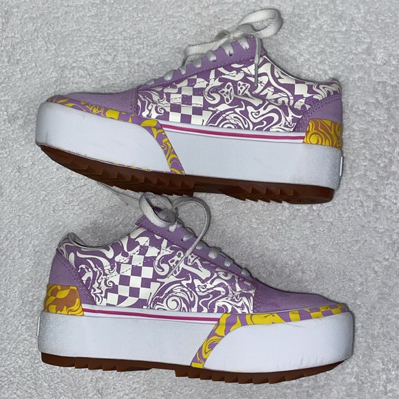 Vans Old Skool Stacked Wavy Daze Lilac Platform Sneakers Womens Size 6.5 36.5 - Picture 5 of 9